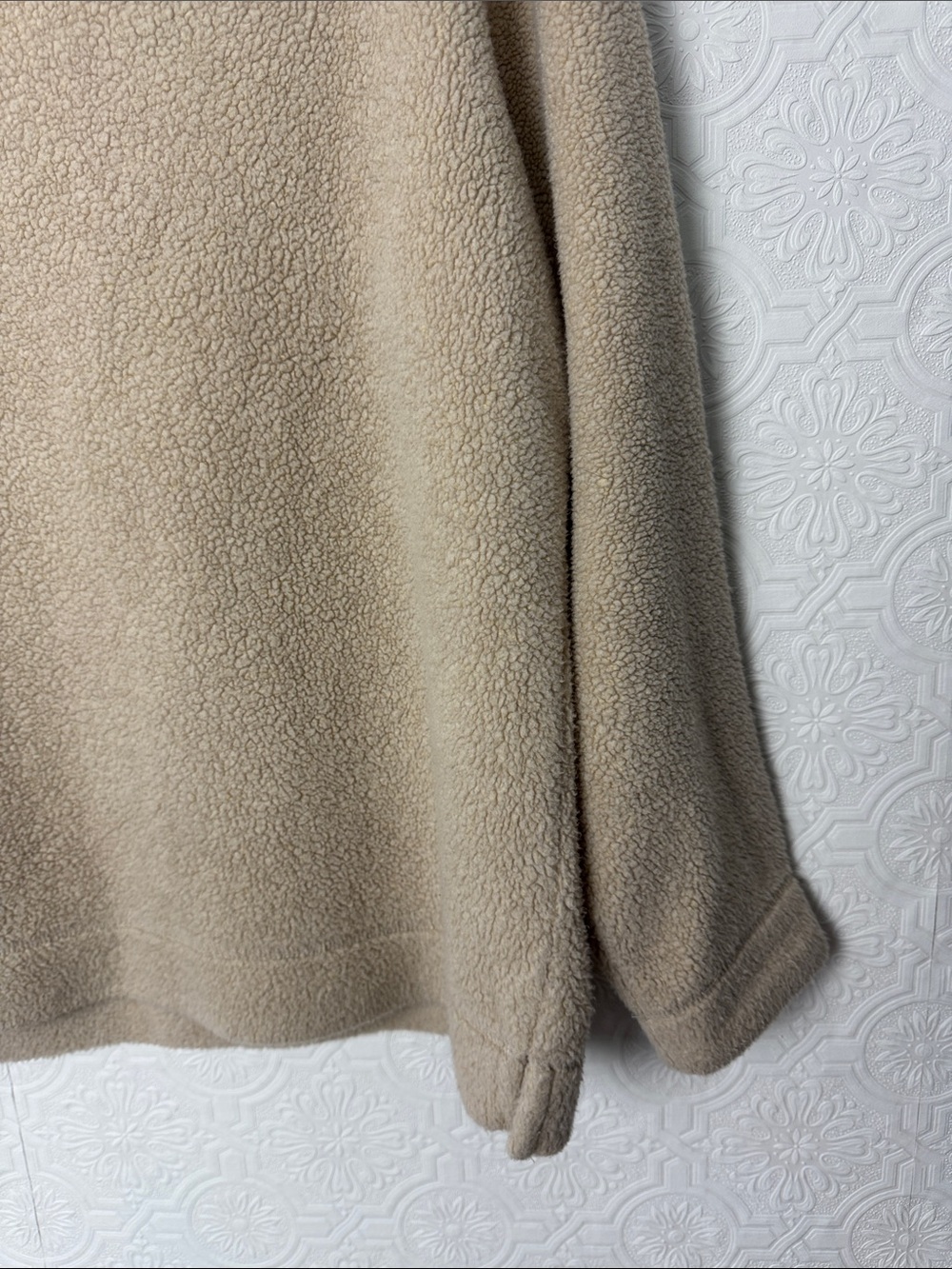 L.L. Bean Sherpa Fleece Mock Neck Pullover Sweater Beige Cream Women’s Medium - Picture 3 of 7